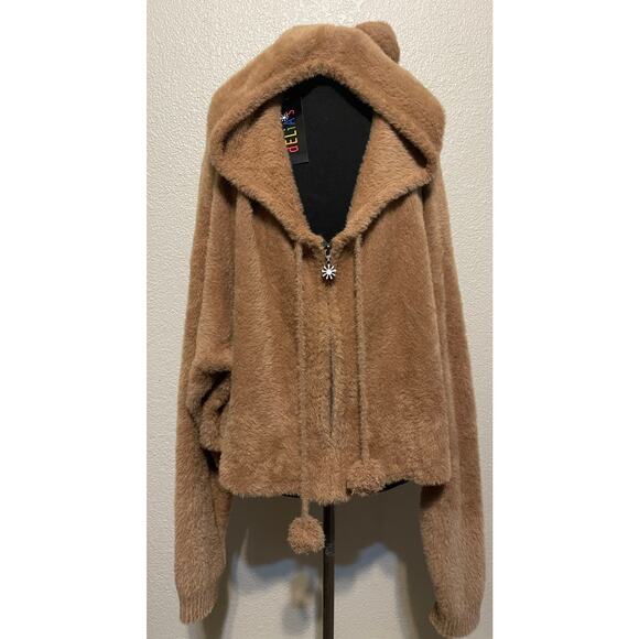 Dile's Sweaters - Dile's Cropped Sweater Size 2X Silky Soft Hoddy with Catlike ears